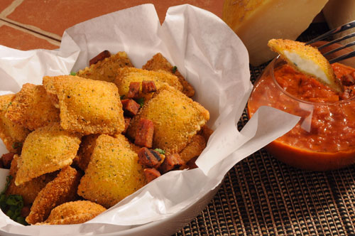 Toasted Ravioli with Meat sauce