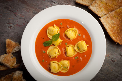 Cheese Tortellini with Tomato-Basil Bisque