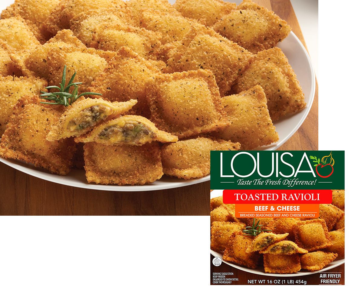 Louisa Foods Breaded Beef Ravioli Appetizer,two Inch Square, 5 Pound Each -  2 Per Case